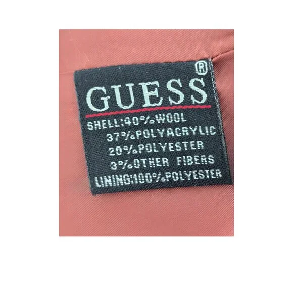 GUESS Brown Wool Blend Bouclé Tweed Coat A-Line Button Front Jacket Size M - Picture 6 of 7